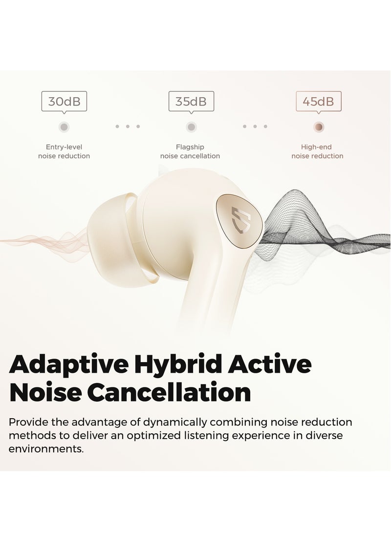 SoundPEATS - Air4 Pro Wireless Earbuds AptX Lossless, Earphone Bluetooth 5.3 Adaptive Hybrid Active Noise Canceling, in-ear Earbuds with 6 Mics Aptx Voice for Calls, 26 Hours, Multi-Connection Beige - Image 1