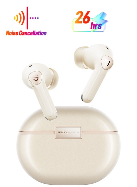 Air4 Pro Wireless Earbuds AptX Lossless, Earphone Bluetooth 5.3 Adaptive Hybrid Active Noise Canceling, in-ear Earbuds with 6 Mics Aptx Voice for Calls, 26 Hours, Multi-Connection Beige