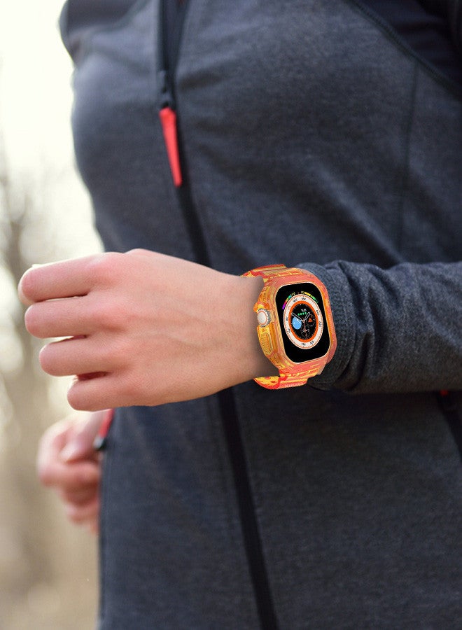 MARGOUN Clear iwatch Strap Bands TPU Smart Apple Watch Bands 49mm with Bumper Protective Case Crystal Sports Wristband Orange - Image 3