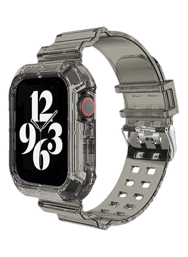 MARGOUN Clear iwatch Strap Bands TPU Smart Apple Watch Bands 42mm with Bumper Protective Case Crystal Sports Wristband Black - Image 1
