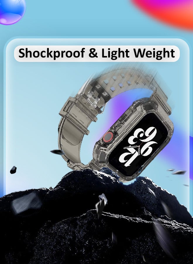 MARGOUN Clear iwatch Strap Bands TPU Smart Apple Watch Bands 42mm with Bumper Protective Case Crystal Sports Wristband Black - Image 4