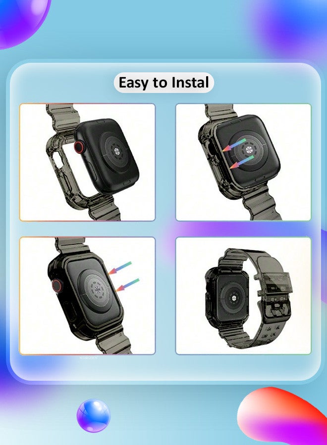 MARGOUN Clear iwatch Strap Bands TPU Smart Apple Watch Bands 42mm with Bumper Protective Case Crystal Sports Wristband Black - Image 5