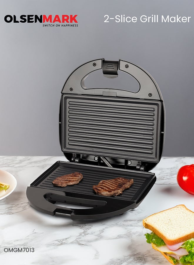 أولسنمارك 2-Slice Grill Maker, Non-Stick Plates for Easy Release and Quick Cleanup, Adjustable Temperature With Power Indicator 750 W OMGM7013 Black - Image 1