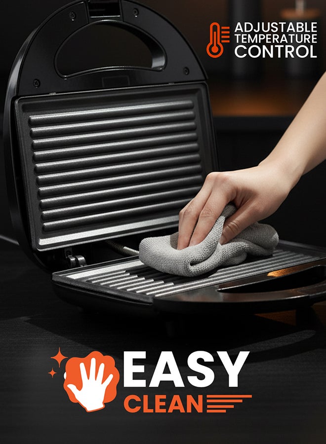 أولسنمارك 2-Slice Grill Maker, Non-Stick Plates for Easy Release and Quick Cleanup, Adjustable Temperature With Power Indicator 750 W OMGM7013 Black - Image 5