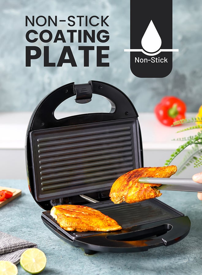 أولسنمارك 2-Slice Grill Maker, Non-Stick Plates for Easy Release and Quick Cleanup, Adjustable Temperature With Power Indicator 750 W OMGM7013 Black - Image 2