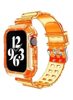 MARGOUN Clear iwatch Strap Bands TPU Smart Apple Watch Bands 42mm with Bumper Protective Case Crystal Sports Wristband Orange  - Image 1