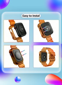 MARGOUN Clear iwatch Strap Bands TPU Smart Apple Watch Bands 42mm with Bumper Protective Case Crystal Sports Wristband Orange  - Image 5