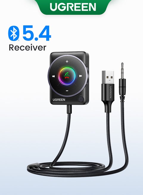 Bluetooth Receiver for Car, Bluetooth 5.4 Portable 3.5mm Aux Bluetooth Car Adapter, Audio Receiver Suitable for Calling and Music, Car Stereo, Home Stereo Black