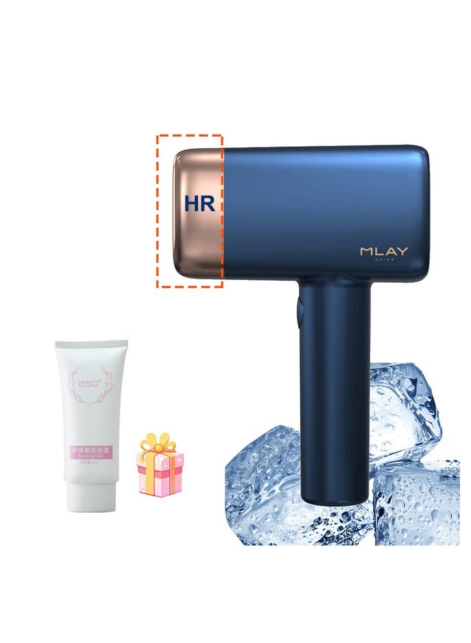 MLAY 2024 Updated T14 Laser Painless Fast Hair Removal Device 3℃ Cold Compress/5-Levels/500000 Pulses Free Gift Gel Dark Blue - Image 1