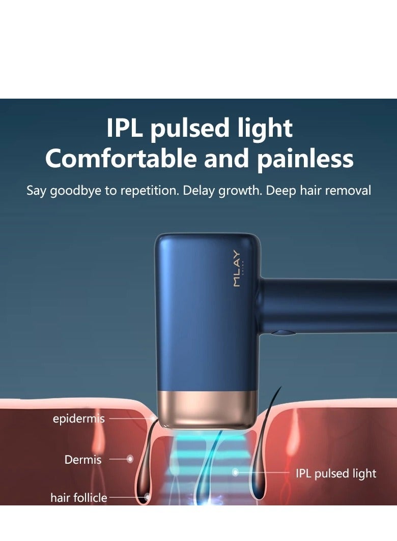 MLAY T14 Painless Ice Compression Epilator Hair Removal Device Free Gift Blackhead Remover Dark Blue - Image 4