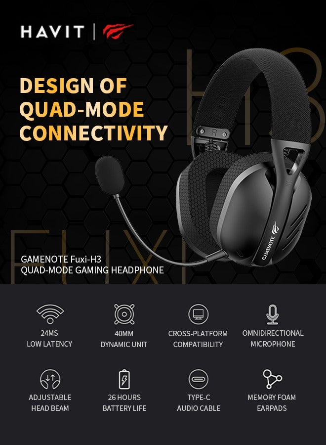 havit Wireless Over-Ear Gaming Headphones with Mic and Headset for PS4/PS5/Xbox One/Xbox Series/Nintendo Switch/PC - Image 2