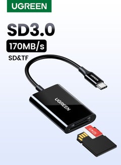 Ugreen SD Card Reader 2 IN 1 For iPhone 16 15 Series Memory Card Reader Adapter 170Mbps Transfer Speed Support SD Micro SD  Compatible With Galaxy S24 S23 Ultra SLR Camera DJ Drone Sport Camera Macbook Pro Black  - Image 1