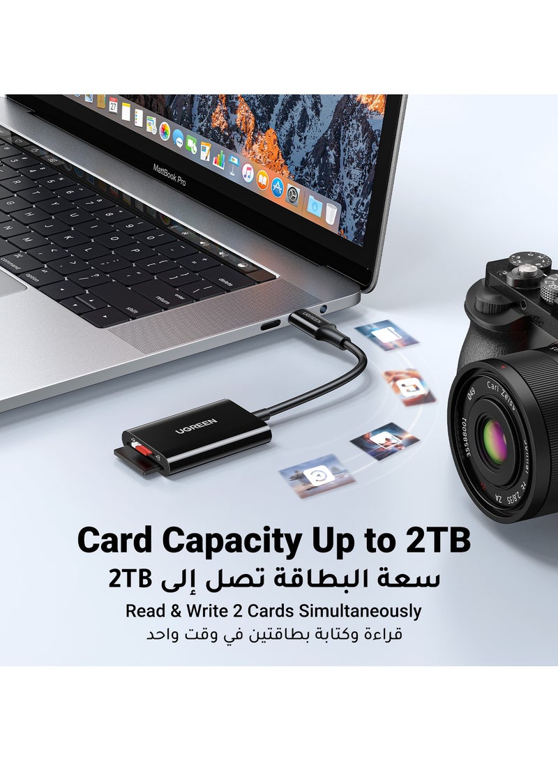 Ugreen - SD Card Reader 2 IN 1 For iPhone 16 15 Series Memory Card Reader Adapter 170Mbps Transfer Speed Support SD Micro SD  Compatible With Galaxy S24 S23 Ultra SLR Camera DJ Drone Sport Camera Macbook Pro Black - Image 1