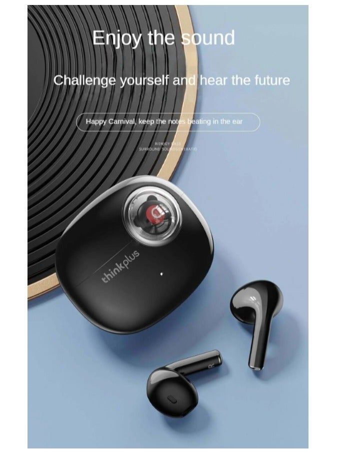 Lenovo - Thinkplus LP17 TWS Bluetooth Earphone Mini Wireless Earbuds Sport Gaming Bluetooth Headset with Mic Music/Game Dual Mode Support Call Video IOS Android Universal Black - Image 1