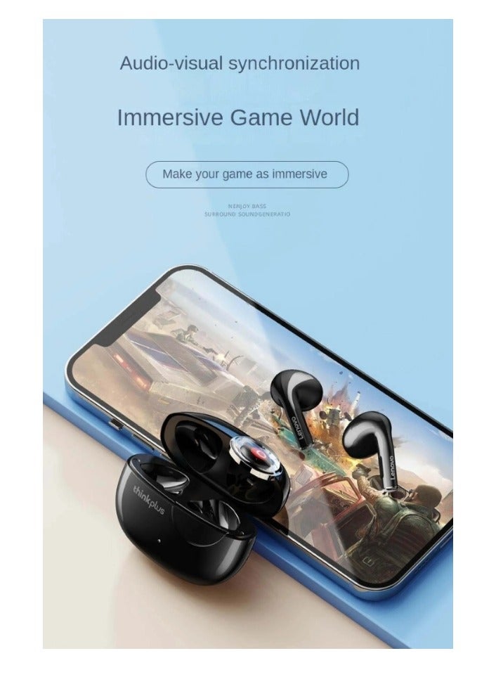 Lenovo - Thinkplus LP17 TWS Bluetooth Earphone Mini Wireless Earbuds Sport Gaming Bluetooth Headset with Mic Music/Game Dual Mode Support Call Video IOS Android Universal Black - Image 1