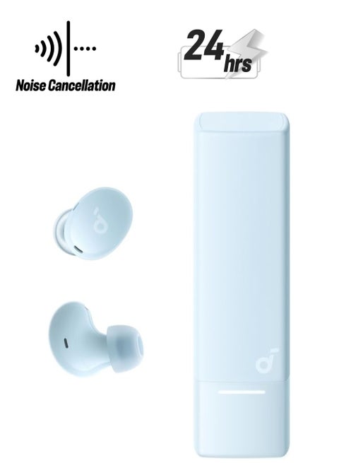 A30i Noise Cancelling Earbuds, Lipstick-Shaped Stylish Design, Tiny, Lightweight Comfort, Smart Noise Cancelling, Clear Sound, 24H Playtime, IP54, Wireless Earbuds, Bluetooth 5.4 Blue