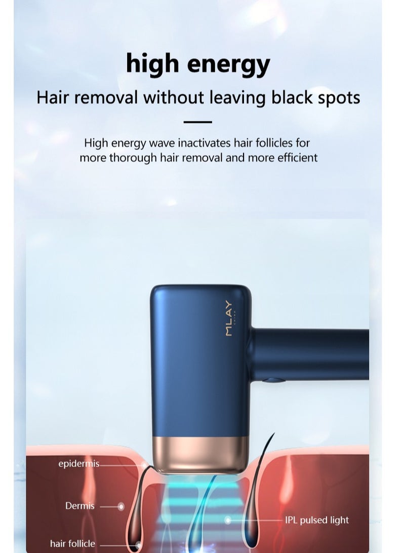 MLAY 2024 Updated T14 Laser Painless Fast Hair Removal 3℃ Cold Compress/5-Levels/500000 Pulses Dark Blue - Image 4