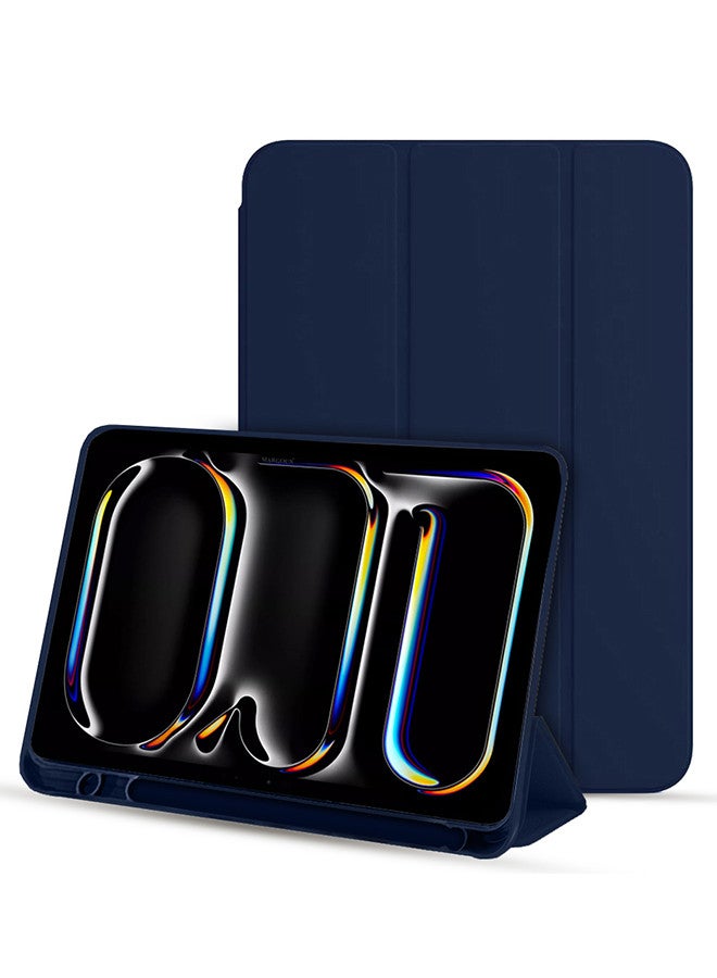 MARGOUN For iPad Air 11 Inch (2024)] Case Flip Case With Pen Slot Shockproof Cover Shock Absorbing Foldable Protective Cover dark blue - Image 1
