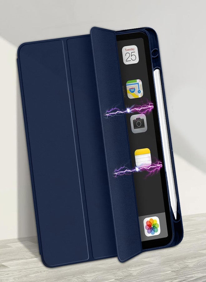 MARGOUN For iPad Air 11 Inch (2024)] Case Flip Case With Pen Slot Shockproof Cover Shock Absorbing Foldable Protective Cover dark blue - Image 2