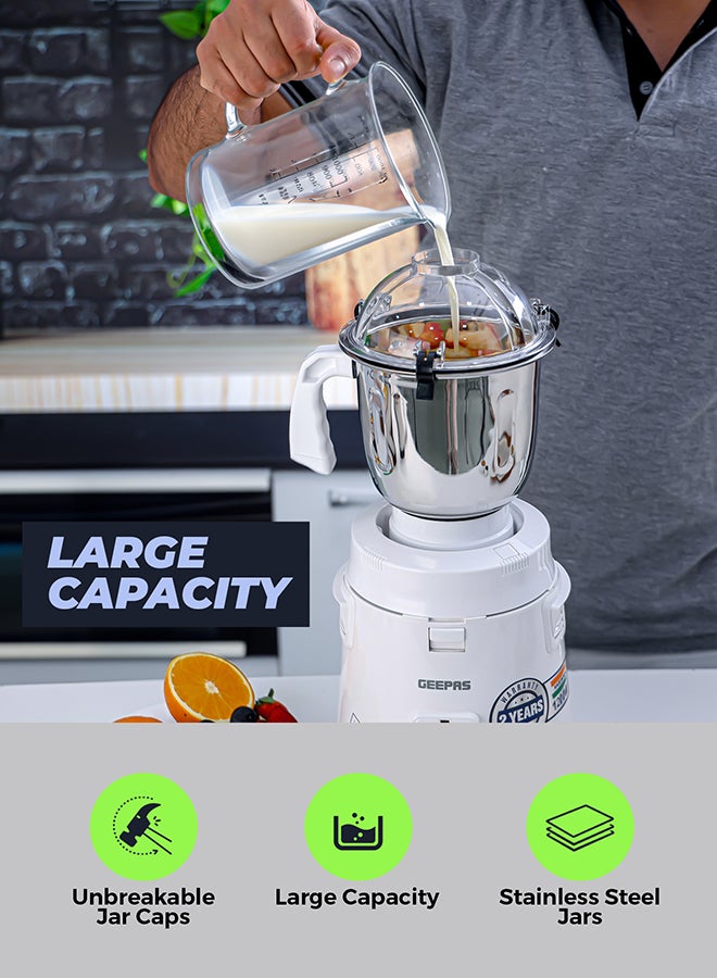 جيباس خلاط ومطحنة 3 في 1 بشفرة من الفولاذ المقاوم للصدأ ووعاء، حماية آمنة متعددة، أقدام مضادة للانزلاق، محرك محمل كروي مزدوج عالي التحمل، اهتزاز منخفض، ناقل حركة عالي الطاقة، تحكم في سرعة الدوران - Image 3