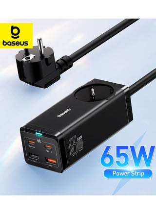 USB C Charger PowerCombo 65W  5 in 1 Travel Power Strip USB C Desk Charging Station with 1AC Outlets, Fast Charging Extension Cord for Laptops iPhone Samsung iPad (100W Type C Cable Included) Black - pnsku/N70086679V/45/_/1718942546/35d338ca-febc-412d-a778-c038b5a82d87
