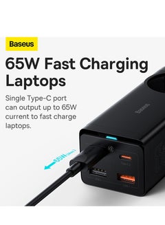 بيسوس شاحن USB C PowerCombo 65 وات 5 في 1، شريط طاقة للسفر، محطة شحن مكتب USB C مع منافذ 1AC، سلك تمديد شحن سريع لأجهزة الكمبيوتر المحمولة iPhone Samsung iPad (كابل Type C 100 وات متضمن)  - Image 3