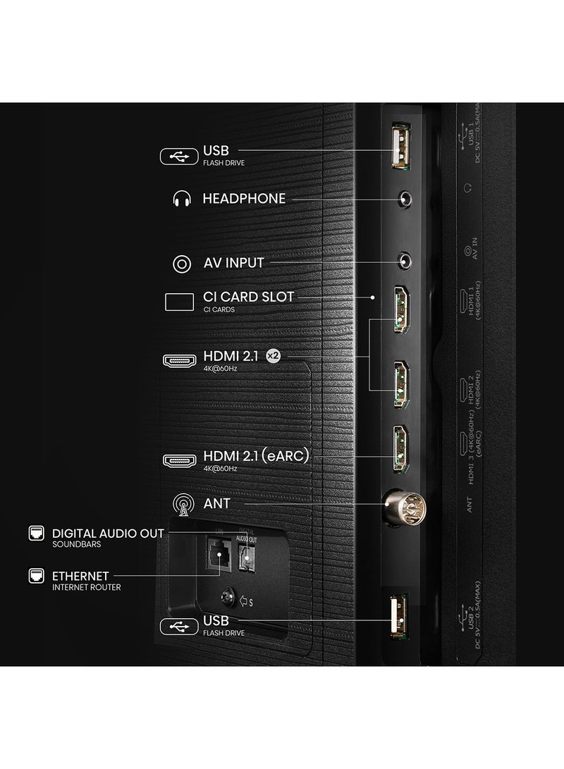 55 inch QLED Smart TV E7N-Quantum Dot Colour, AI Picture, Dolby Vision, Dolby Atmos, Share to TV, Voice Control, Filmmaker Mode, Youtube, Netflix, Disney+ And Shahid, (2024 New Model) 55E7N Black