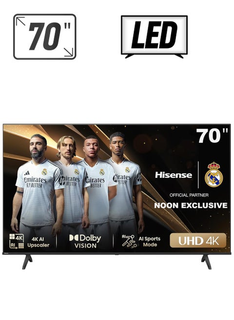 70 inch Smart TV UHD 4K E6N-Dolby Vision,Game Mode Plus,Smooth Motion with MEMC,AI Sports Mode,Voice Control,Share to TV,Youtube,Netflix,Disney+,Shahid And Anghami 70E6N Black