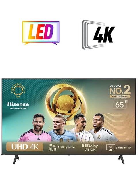65 inch Smart TV UHD 4K E6N-Dolby Vision,Game Mode Plus,Smooth Motion with MEMC,AI Sports Mode,Voice Control,Share to TV,Youtube,Netflix,Disney+,Shahid And Anghami (2024 New Model) 65E6N Black