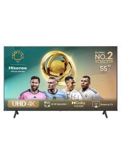 Hisense 55 inch Smart TV UHD 4K E6N-Dolby Vision,Game Mode Plus,Smooth Motion with MEMC,AI Sports Mode,Voice Control,Share to TV,Youtube,Netflix,Disney+,Shahid And Anghami (2024 New Model) 55E6N Black  - Image 1