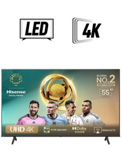 تلفزيون ذكي 55 بوصة UHD 4K E6N-Dolby Vision، وضع الألعاب Plus، حركة سلسة مع MEMC، وضع AI Sports، التحكم الصوتي، المشاركة على التلفزيون، يوتيوب، Netflix، Disney+، شاهد وأنغامي (موديل جديد 2024)