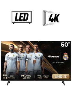 تلفزيون ذكي 50 بوصة UHD 4K E6N-Dolby Vision، وضع الألعاب Plus، حركة سلسة مع MEMC، وضع AI Sports، التحكم الصوتي، المشاركة على التلفزيون، يوتيوب، Netflix، Disney+، شاهد وأنغامي (موديل جديد 2024)