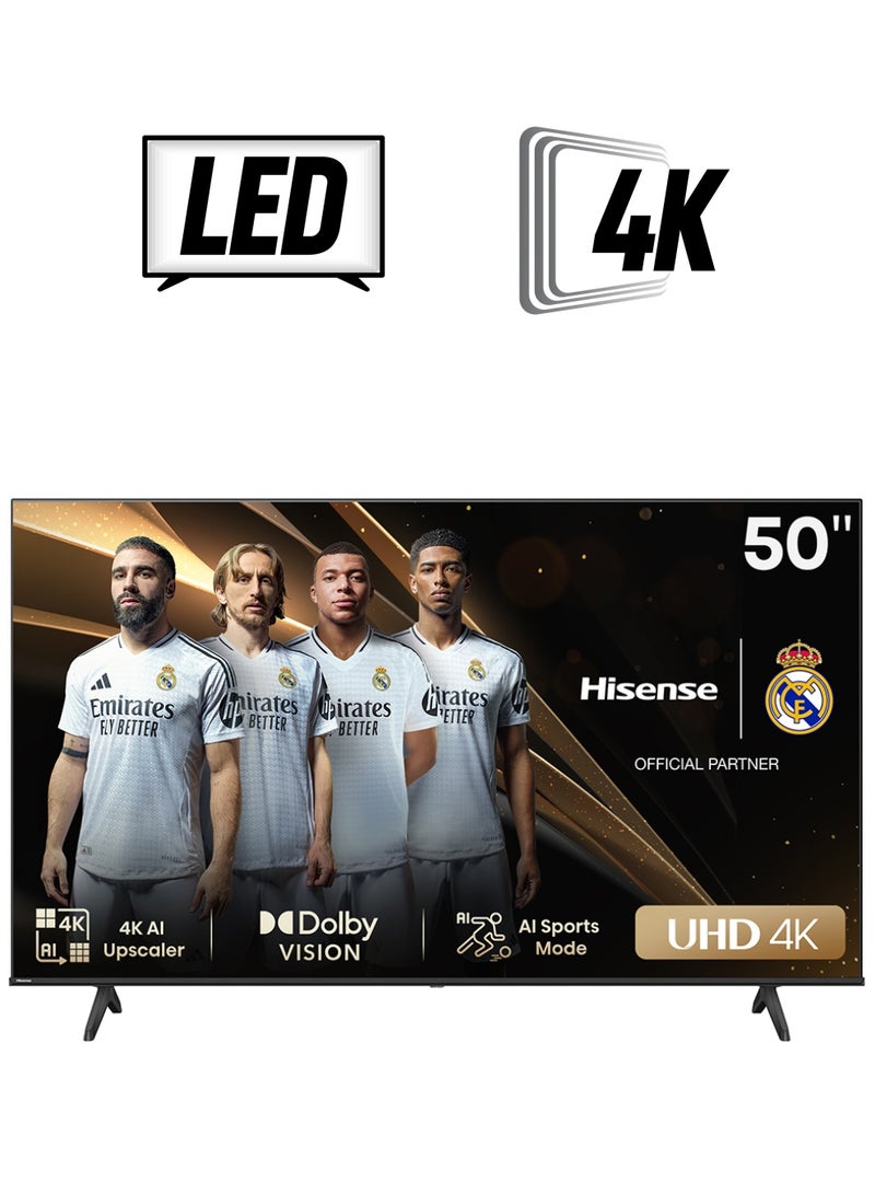 هايسنس - تلفزيون ذكي 50 بوصة UHD 4K E6N-Dolby Vision، وضع الألعاب Plus، حركة سلسة مع MEMC، وضع AI Sports، التحكم الصوتي، المشاركة على التلفزيون، يوتيوب، Netflix، Disney+، شاهد وأنغامي (موديل جديد 2024) - Image 1