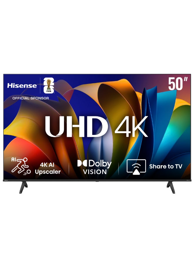Hisense 50 inch Smart TV UHD 4K E6N-Dolby Vision,Game Mode Plus,Smooth Motion with MEMC,AI Sports Mode,Voice Control,Share to TV,Youtube,Netflix,Disney+,Shahid And Anghami (2024 New Model) 50E6N Black - Image 1
