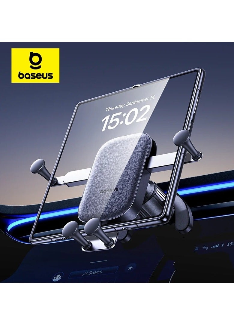 Baseus - Car Phone Holder, Aluminum Z Fold 3/4/5 Car Mount Vent Holder, Universal Gravity Cell Phone Holder for Samsung Galaxy Z Fold 4 / Z Fold 5 / S24 / S23 / iPhone 15 Pro Max/Plus / iPad Mini Black - Image 1