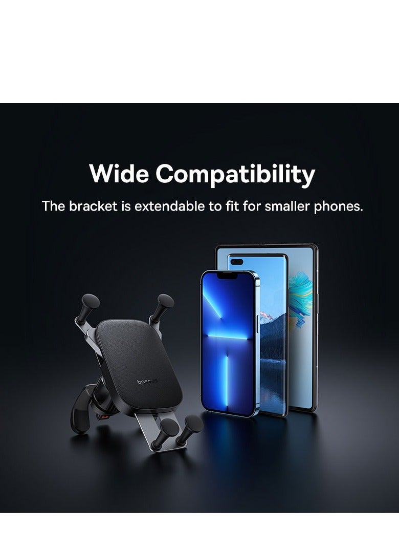 Baseus - Car Phone Holder, Aluminum Z Fold 3/4/5 Car Mount Vent Holder, Universal Gravity Cell Phone Holder for Samsung Galaxy Z Fold 4 / Z Fold 5 / S24 / S23 / iPhone 15 Pro Max/Plus / iPad Mini Black - Image 1