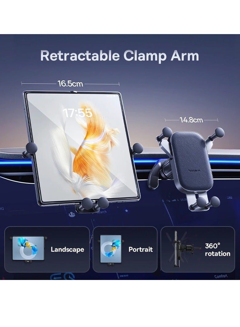 Baseus - Car Phone Holder, Aluminum Z Fold 3/4/5 Car Mount Vent Holder, Universal Gravity Cell Phone Holder for Samsung Galaxy Z Fold 4 / Z Fold 5 / S24 / S23 / iPhone 15 Pro Max/Plus / iPad Mini Black - Image 1