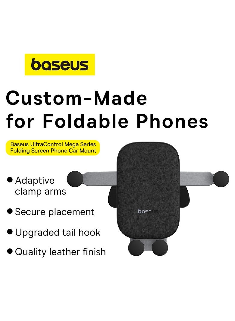 Baseus - Car Phone Holder, Aluminum Z Fold 3/4/5 Car Mount Vent Holder, Universal Gravity Cell Phone Holder for Samsung Galaxy Z Fold 4 / Z Fold 5 / S24 / S23 / iPhone 15 Pro Max/Plus / iPad Mini Black - Image 1