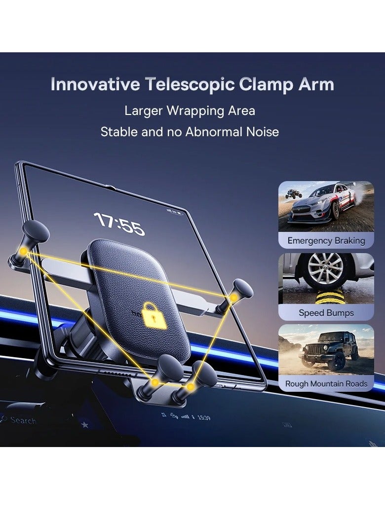 Baseus - Car Phone Holder, Aluminum Z Fold 3/4/5 Car Mount Vent Holder, Universal Gravity Cell Phone Holder for Samsung Galaxy Z Fold 4 / Z Fold 5 / S24 / S23 / iPhone 15 Pro Max/Plus / iPad Mini Black - Image 1