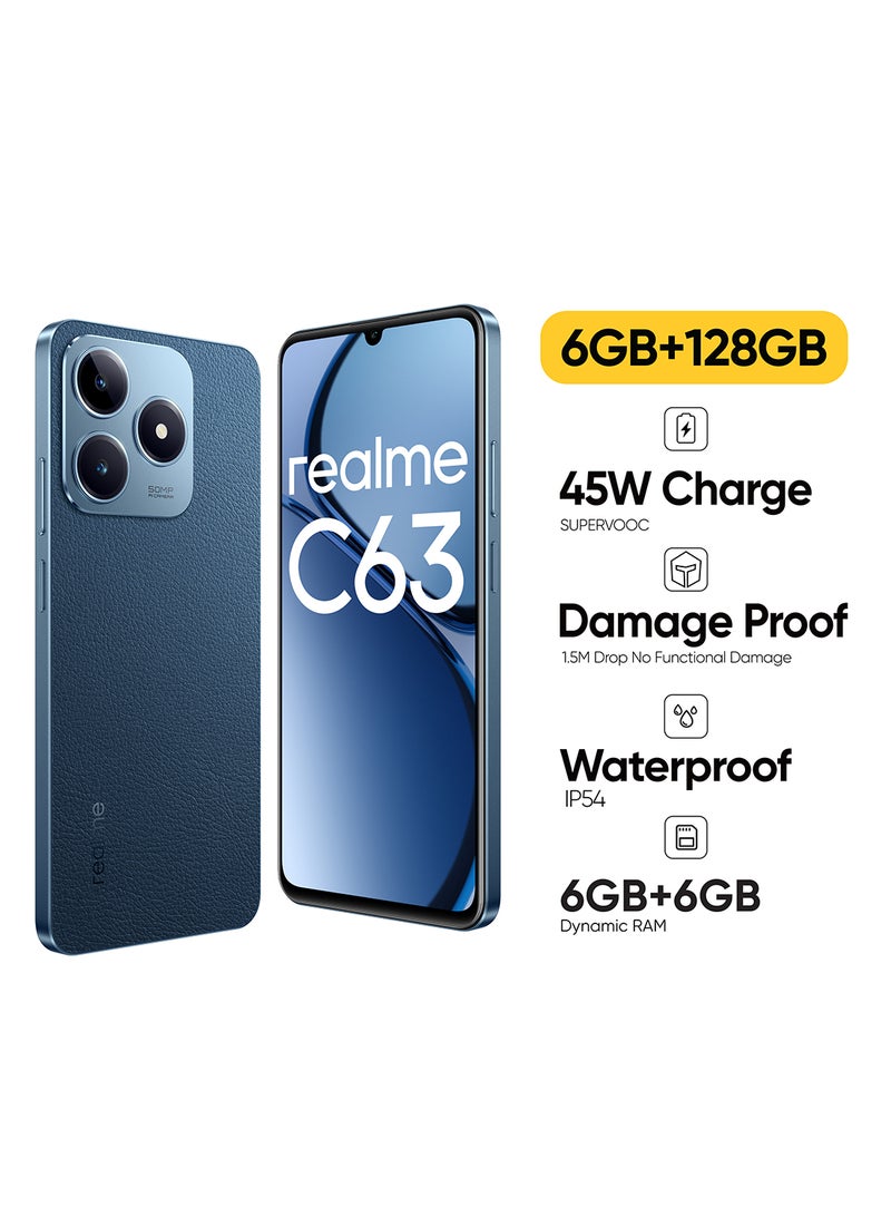 realme - C63 Dual SIM Leather Blue 6GB RAM 128GB 4G - Middle East Version - Image 1