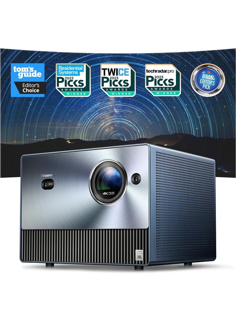 Hisense Triple Laser Cinema TV Up to 300 Inches, 4K HDR10 UHD, 1600 Lumens Portable Mini Projector with Auto Focus, Dolby Vision, 110% BT.2020 Color Gamut, 20W JBL Sound, VlDAA OS, Netflix C1 Black  - Image 2