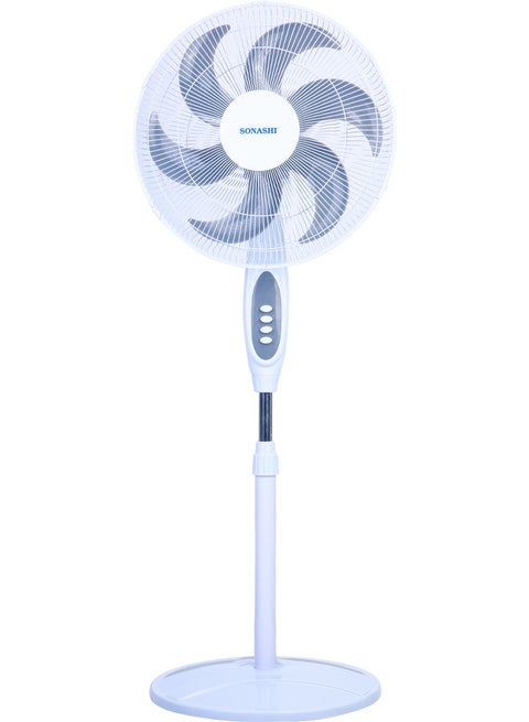 16" Stand Fan with Height Adjustable Feature | 6 Blade Leaf with 3 Speed Switch and Oscillation Function | Ideal for Office, Rooms and Dining Rooms | Tower/Stand Fan 75 W SF-8040SN White