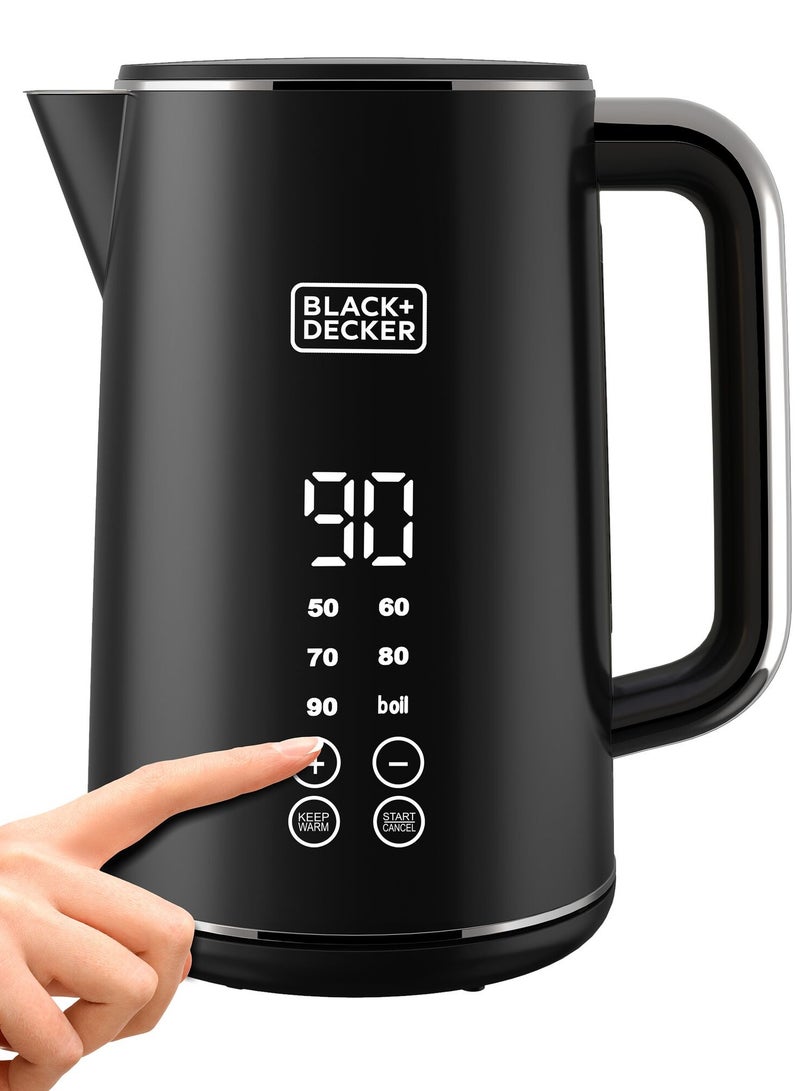 BLACK+DECKER - Digital Kettle, Touch Screen, Double Wall Design, 6 Preset Temps, 30-Min Keep Warm, LED Display, Auto Shut-Off, Boil-Dry Protection, Cool-Touch Exterior, 1.7 L 2200 W JCD200-B5 Black - Image 1