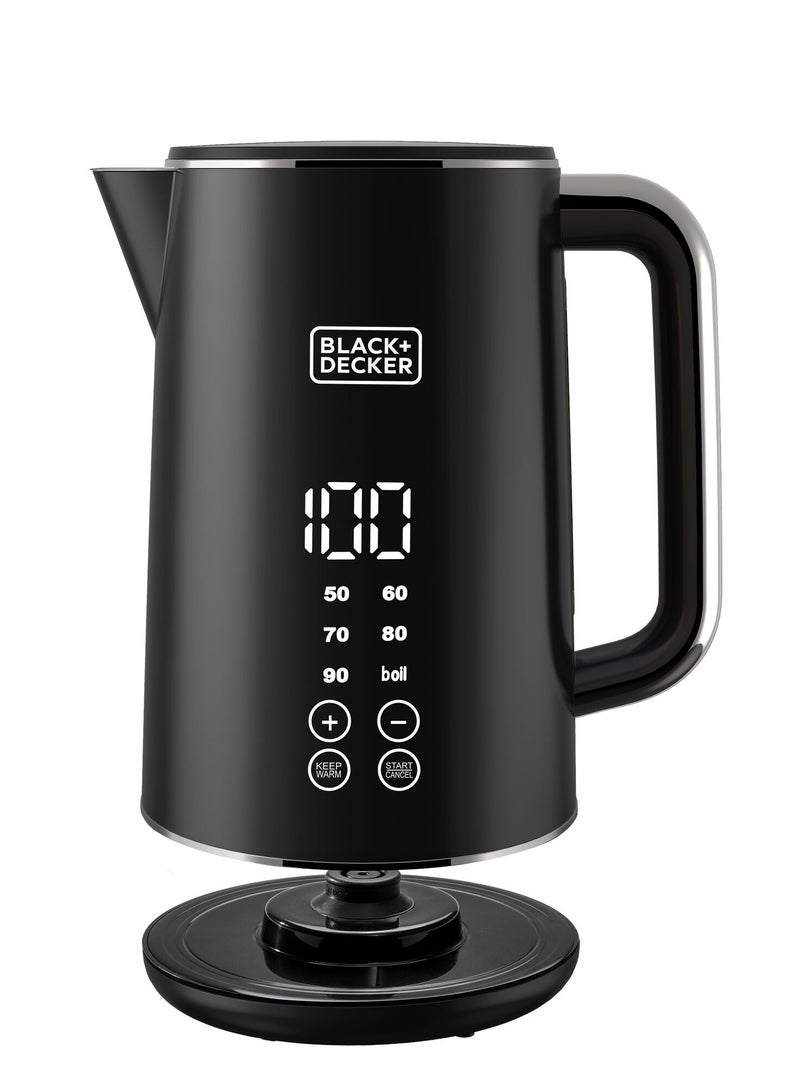 BLACK+DECKER - Digital Kettle, Touch Screen, Double Wall Design, 6 Preset Temps, 30-Min Keep Warm, LED Display, Auto Shut-Off, Boil-Dry Protection, Cool-Touch Exterior, 1.7 L 2200 W JCD200-B5 Black - Image 1