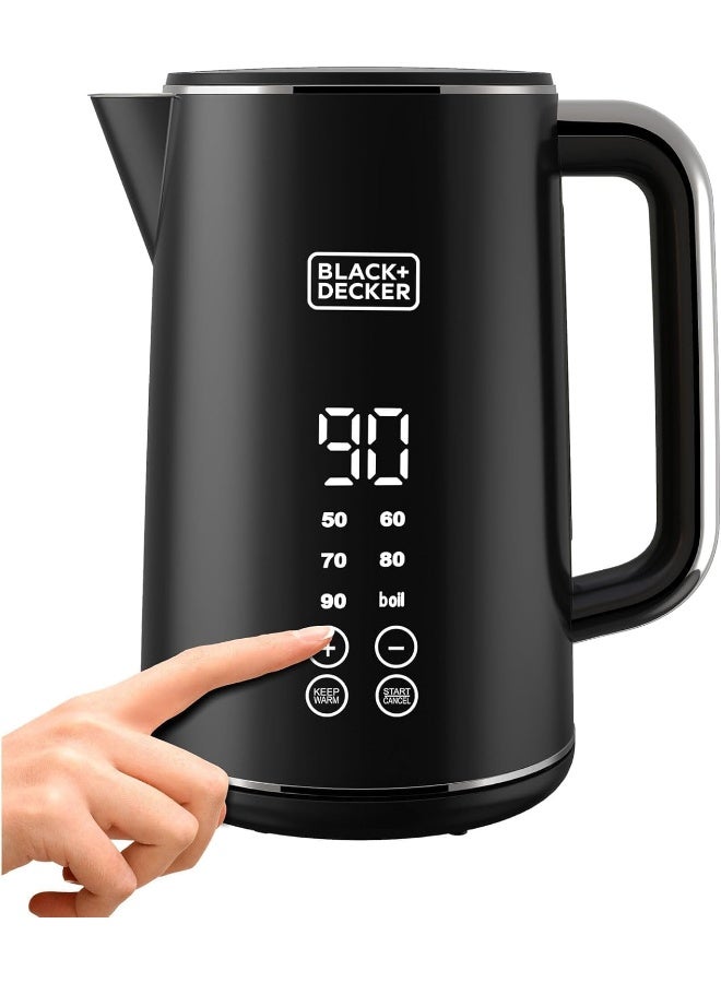 BLACK+DECKER Digital Kettle, Touch Screen, Double Wall Design, 6 Preset Temps, 30-Min Keep Warm, LED Display, Auto Shut-Off, Boil-Dry Protection, Cool-Touch Exterior, 1.7 L 2200 W JCD200-B5 Black - Image 4