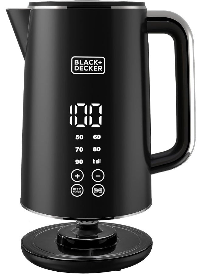 BLACK+DECKER Digital Kettle, Touch Screen, Double Wall Design, 6 Preset Temps, 30-Min Keep Warm, LED Display, Auto Shut-Off, Boil-Dry Protection, Cool-Touch Exterior, 1.7 L 2200 W JCD200-B5 Black - Image 2