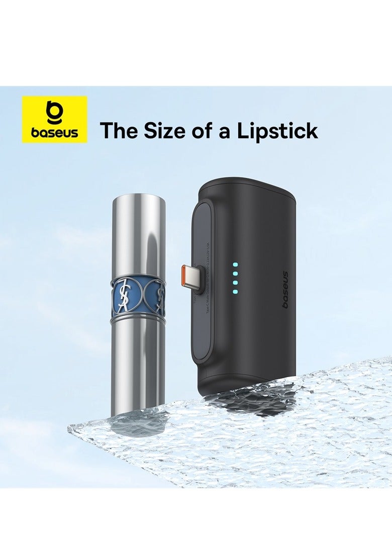 5000 mAh Power Bank with Built-in USB-C Connector Portable Charger 20W For iPhone 15/15 Plus/15 Pro/15 Pro Max, Samsung S22/23/S24 Series, Huawei, Pixel, iPad Pro/Air, And All Type C Phone Black
