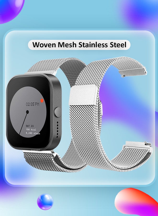 مارجون حزام ميلانيز لساعة For Nothing Watch Pro مقاس 22 مم للنساء والرجال بحلقة شبكية من الفولاذ المقاوم للصدأ ومشبك مغناطيسي وحزام بديل - Image 4