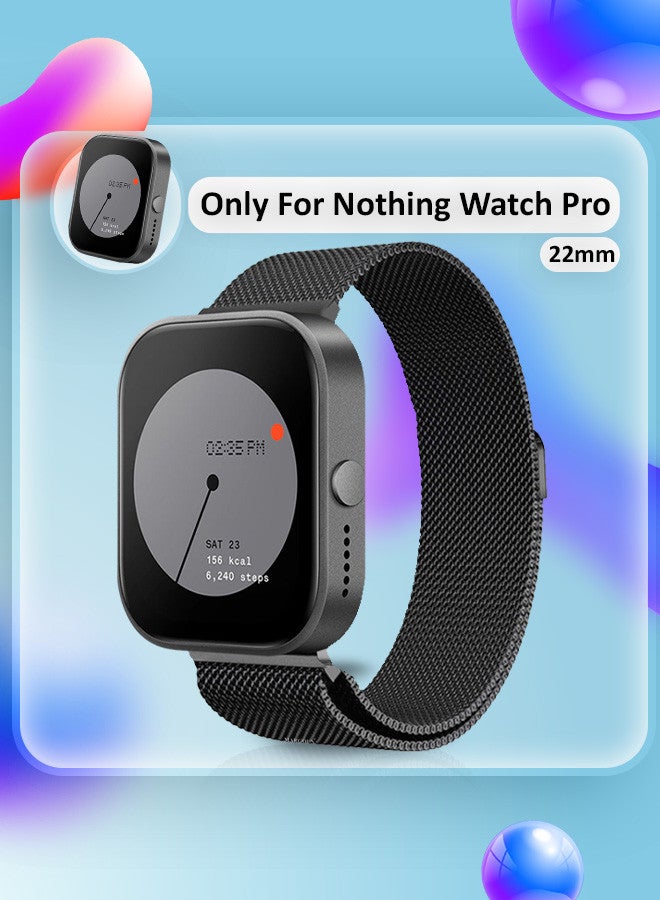 مارجون حزام ميلانيز لساعة For Nothing Watch Pro مقاس 22 مم للنساء والرجال بحلقة شبكية من الفولاذ المقاوم للصدأ ومشبك مغناطيسي وحزام بديل - Image 5