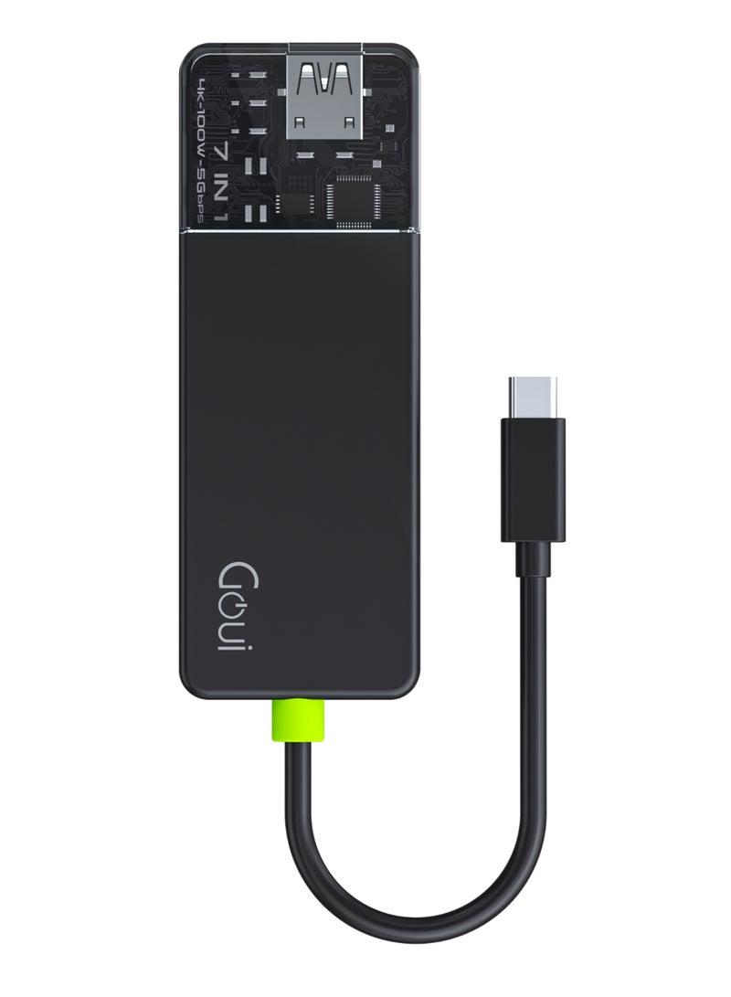 جوي - هوب 100 واط فائق السرعة 7 في 1: توسيع الاتصال مع USB-C، HDMI، USB-A 3.0، فتحات SD/Micro SD ونقل بيانات عالي السرعة - Image 1